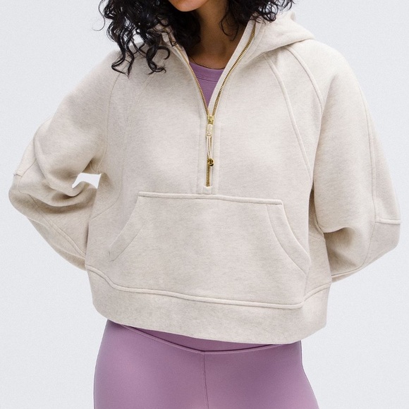 LULULEMON OVERSIZED SCUBA HOODIE IN HEATHERED BONE / GOLD SIZE XS/S - Picture 1 of 4